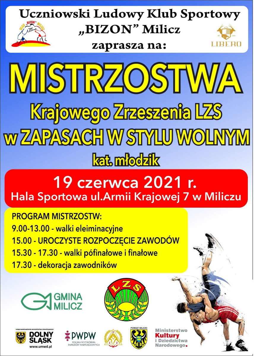 MP LZS Młodzików zapasy s. wolny. 2021 plakat.